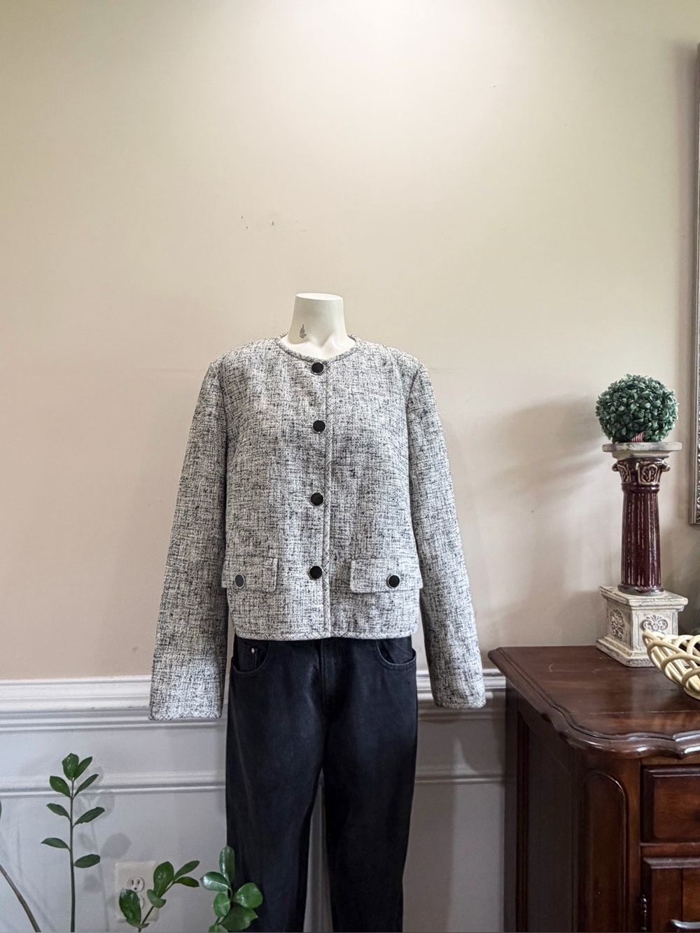 Lafayette 148 New York Women's Textured  Jacket - Classic Crew Neck